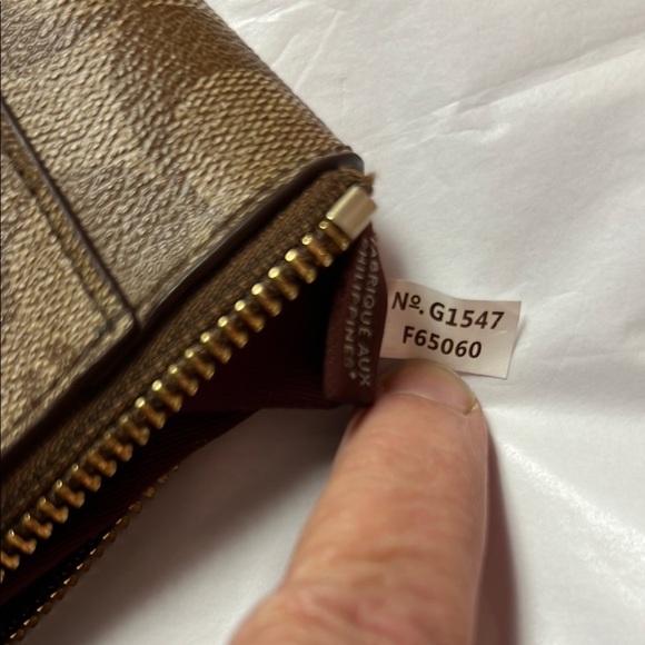 Coach Brown Clutch with Monogram Pattern and Zipper Closure - Picture 7 of 13